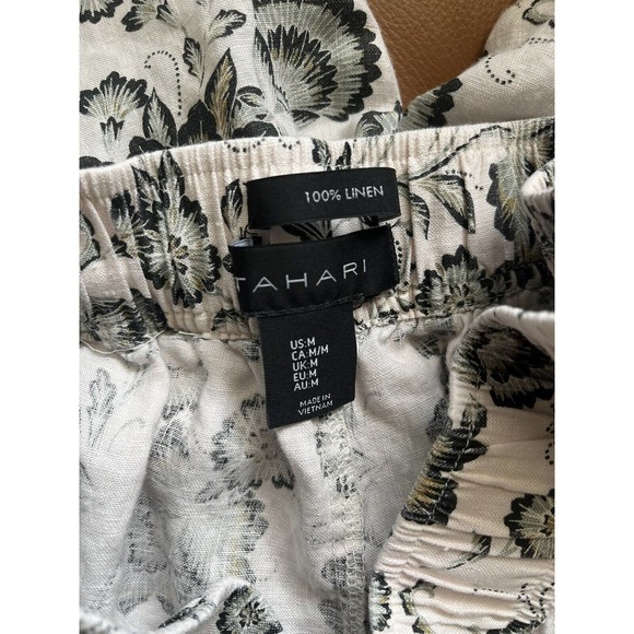 Tahari Floral Print High Waisted 100% Linen Pants Size Medium - Picture 5 of 5